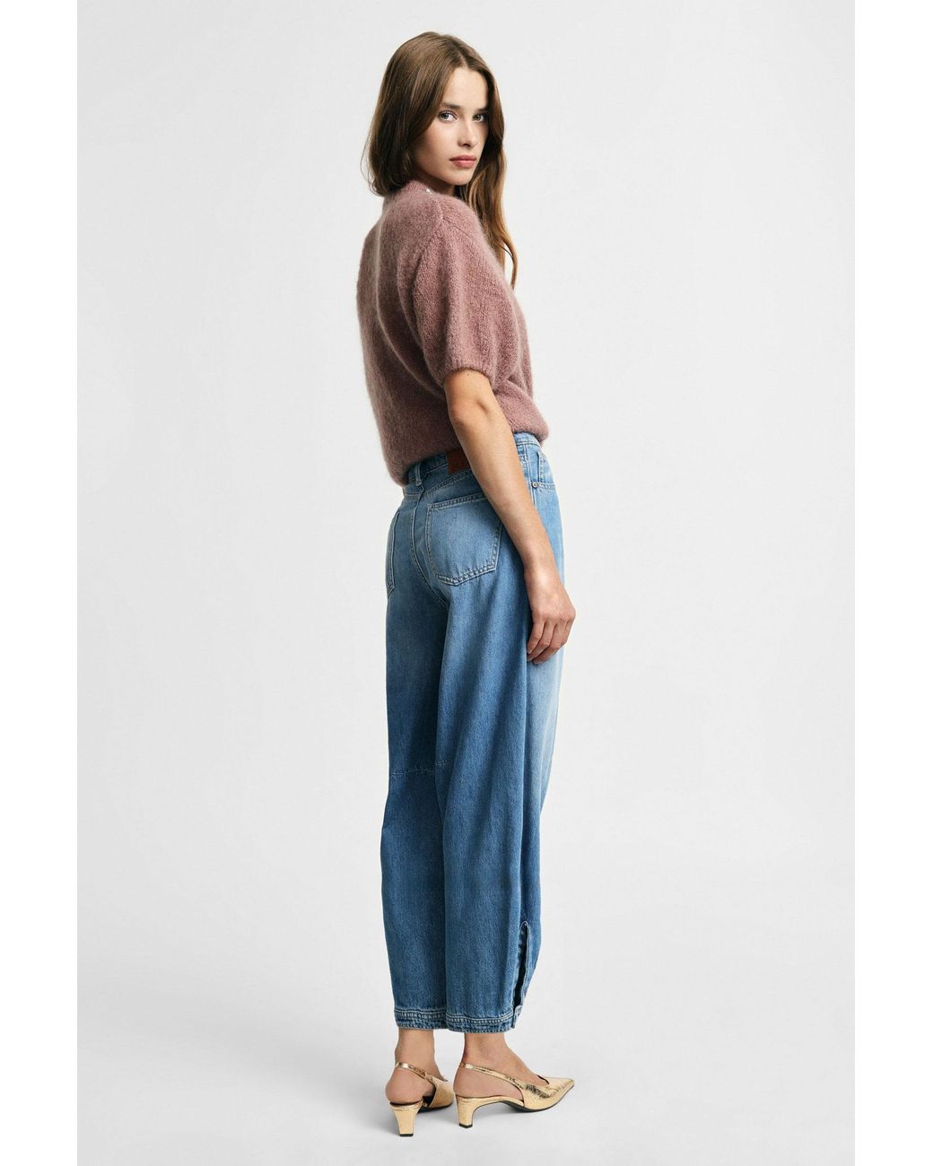 Jean Baloon Taille Haute Coutures Apparentes Please en coloris Blue