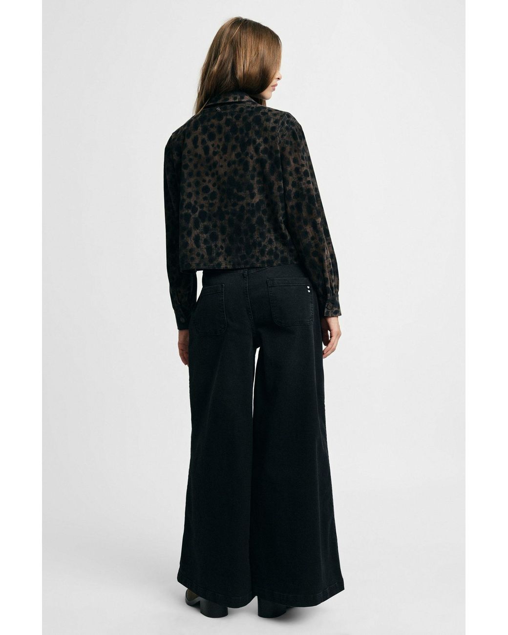 Jeans Palazzo Taille Haute À Cinq Poches Please en coloris Black