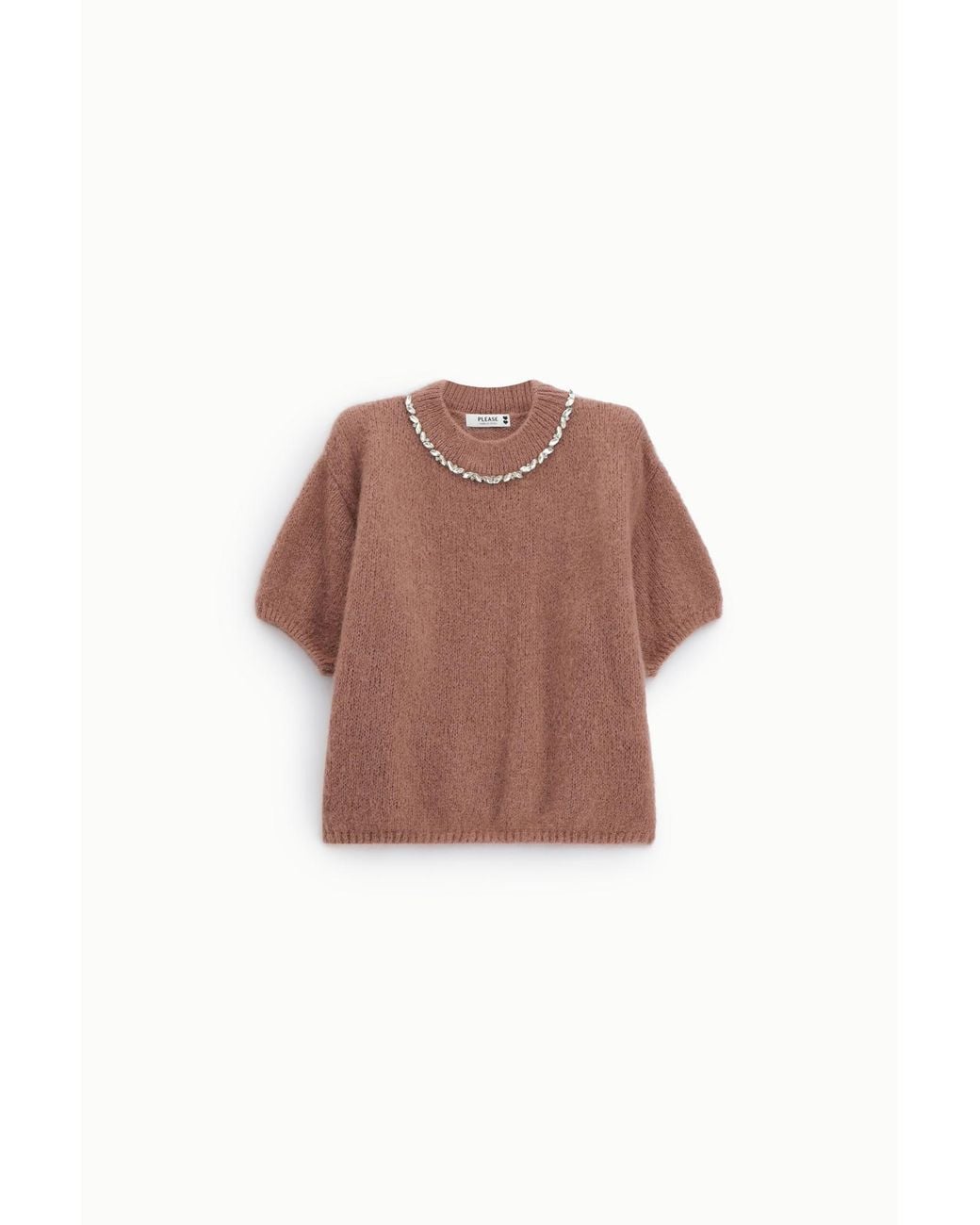 Pull Court À Manches Larges Et Col Rond Please en coloris Brown