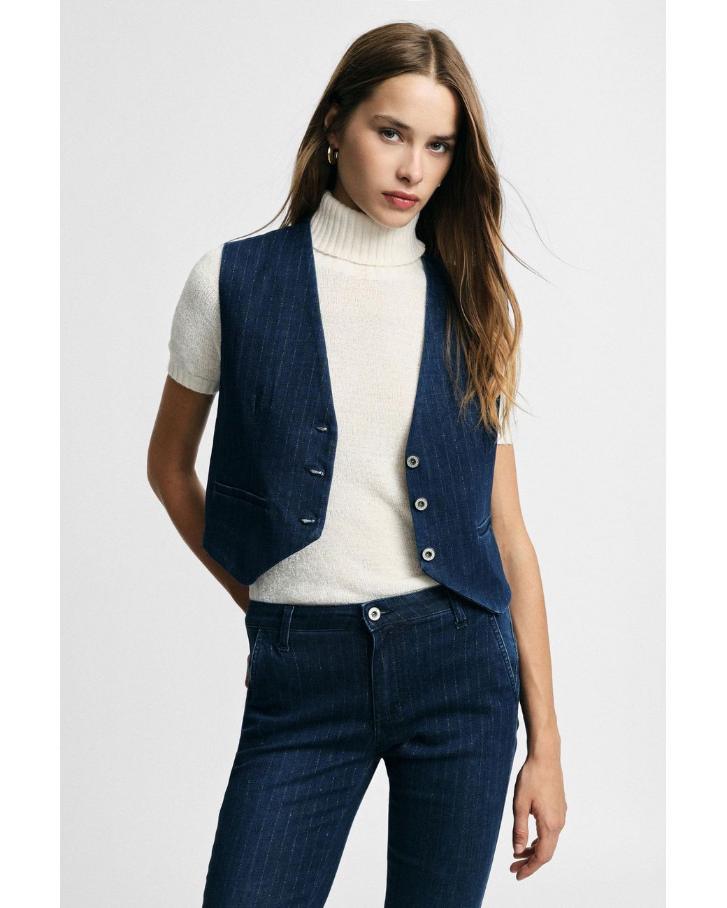 Gilet À Rayures Fermeture Boutonnière Please en coloris Blue