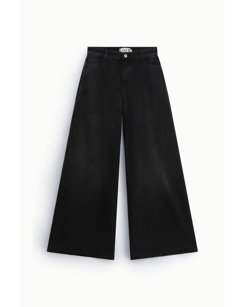 Jeans Palazzo Taille Haute À Cinq Poches Please en coloris Black