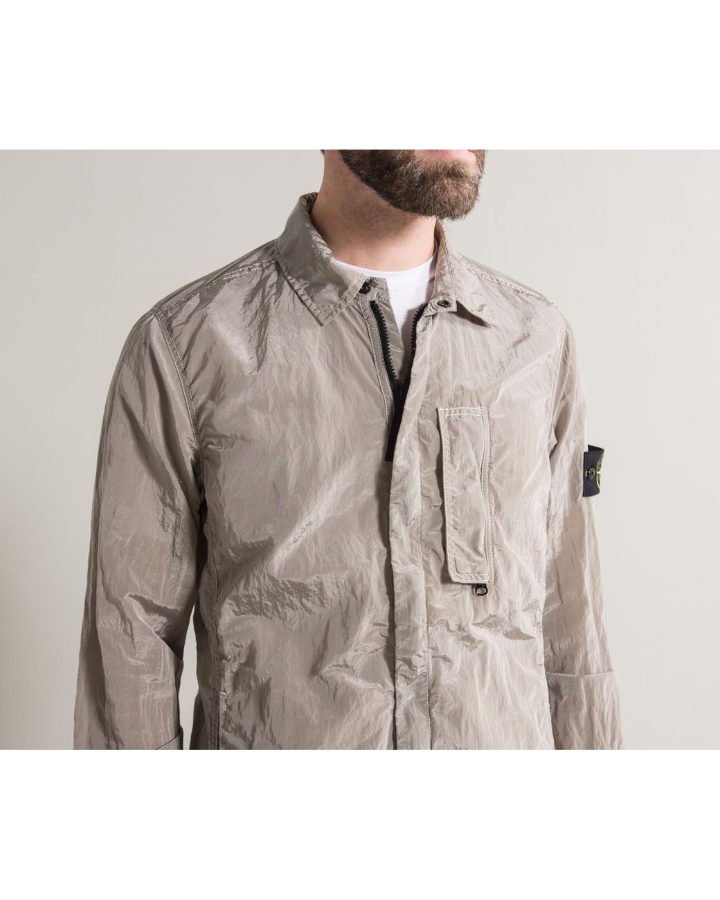 Synthetic Nylon Metal Overshirt Silver 