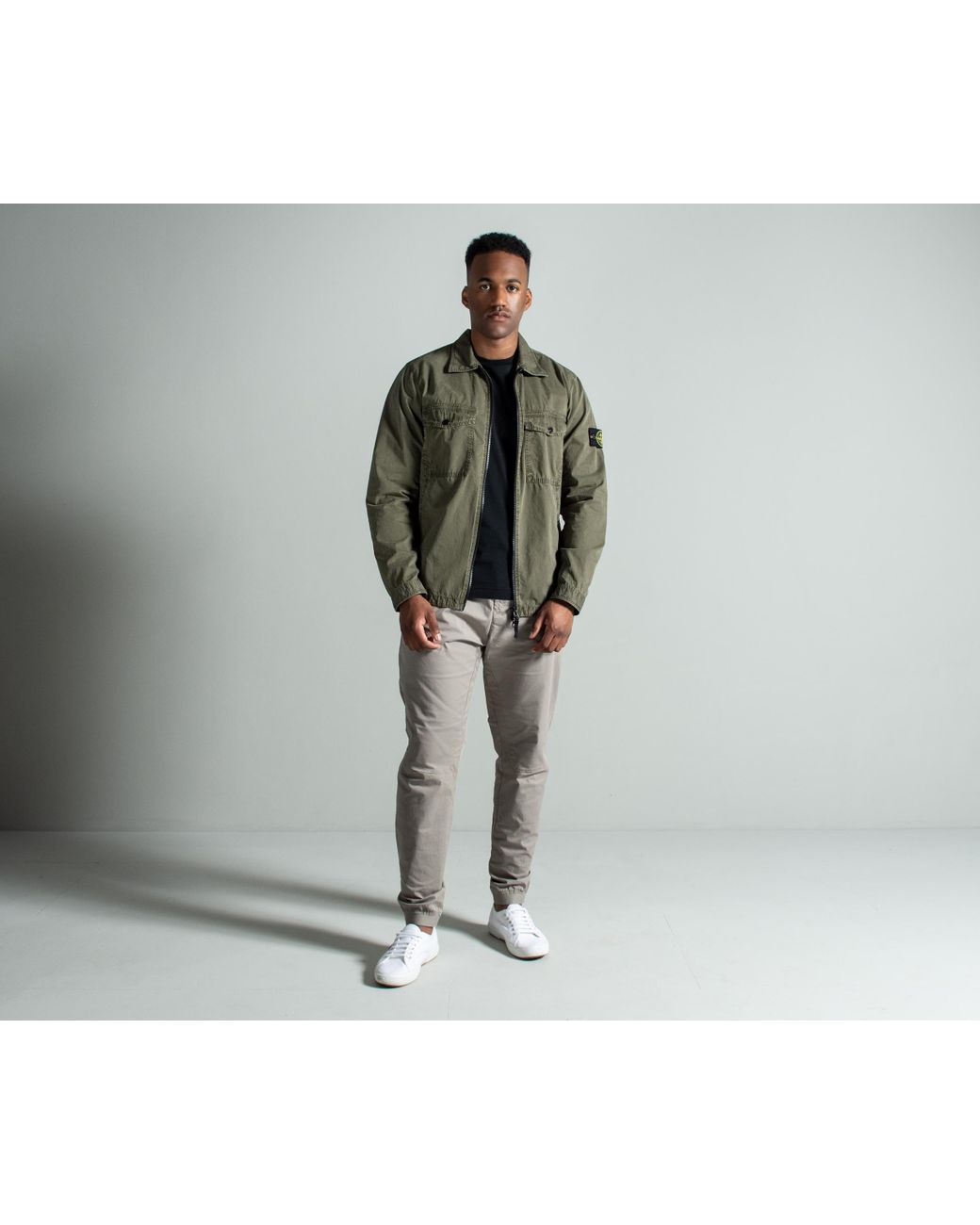 Stone Island Cotton 'old Effect' Overshirt Military Green for Men | Lyst UK
