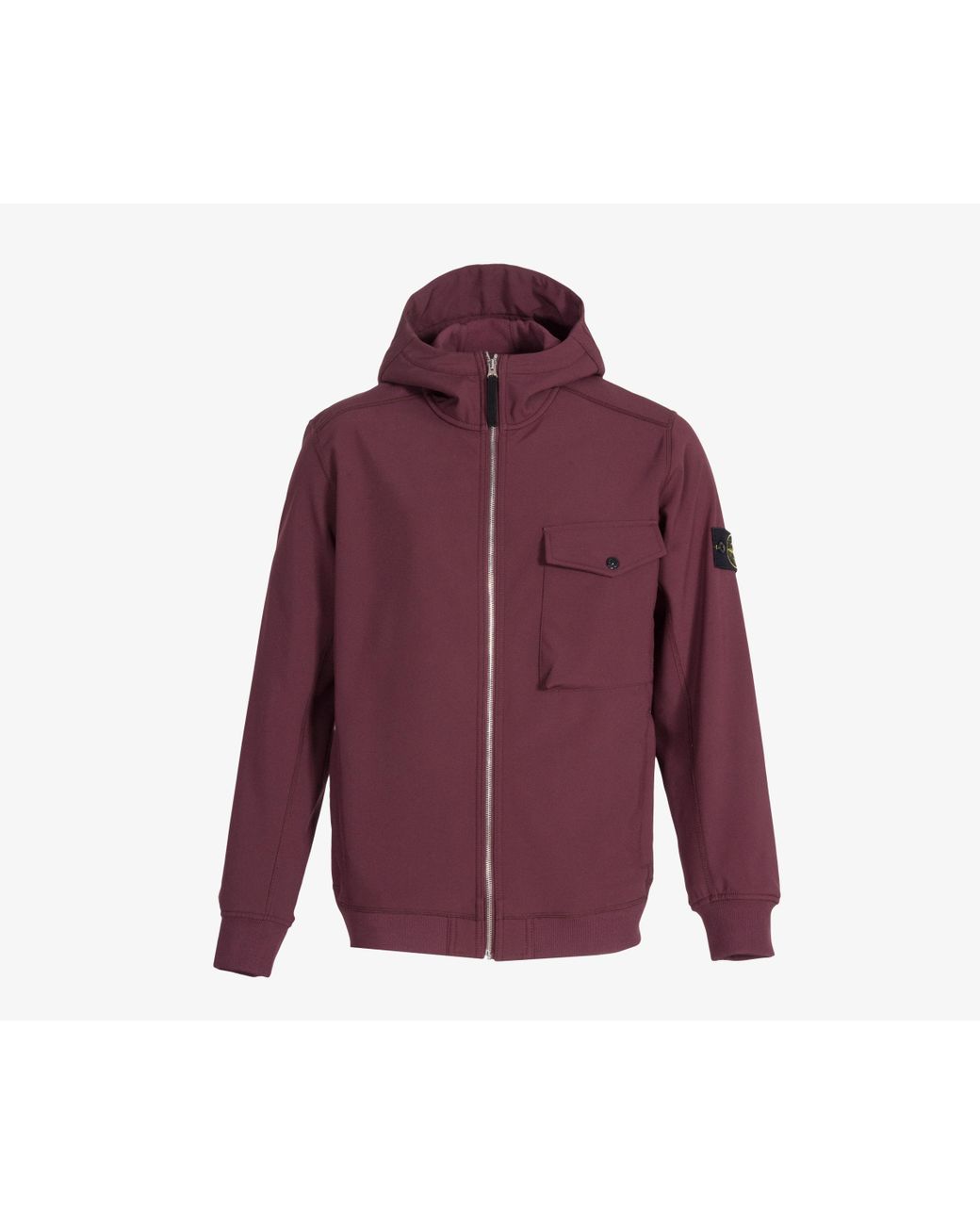 Stone Island 'soft Shell-r' Hooded Jacket With Chest Pocket Burgundy in Red  for Men | Lyst UK