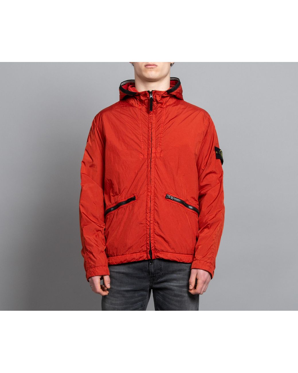 Stone Island Garment Dyed Crinkle Reps Ny Hooded Jacket Mattone in Red for  Men | Lyst UK