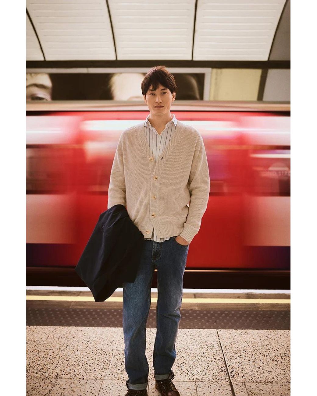 Cardigan Crema Con Scollo A V E Fit Ampio Con Logo di POLO CLUB in Red da Uomo