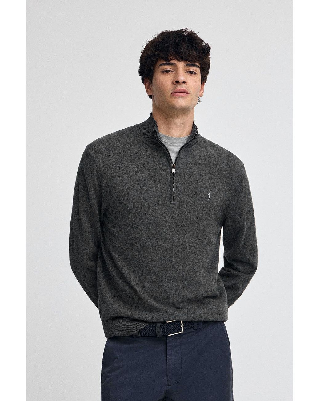 Maglione Grigio Scuro Mélange di POLO CLUB in Gray da Uomo