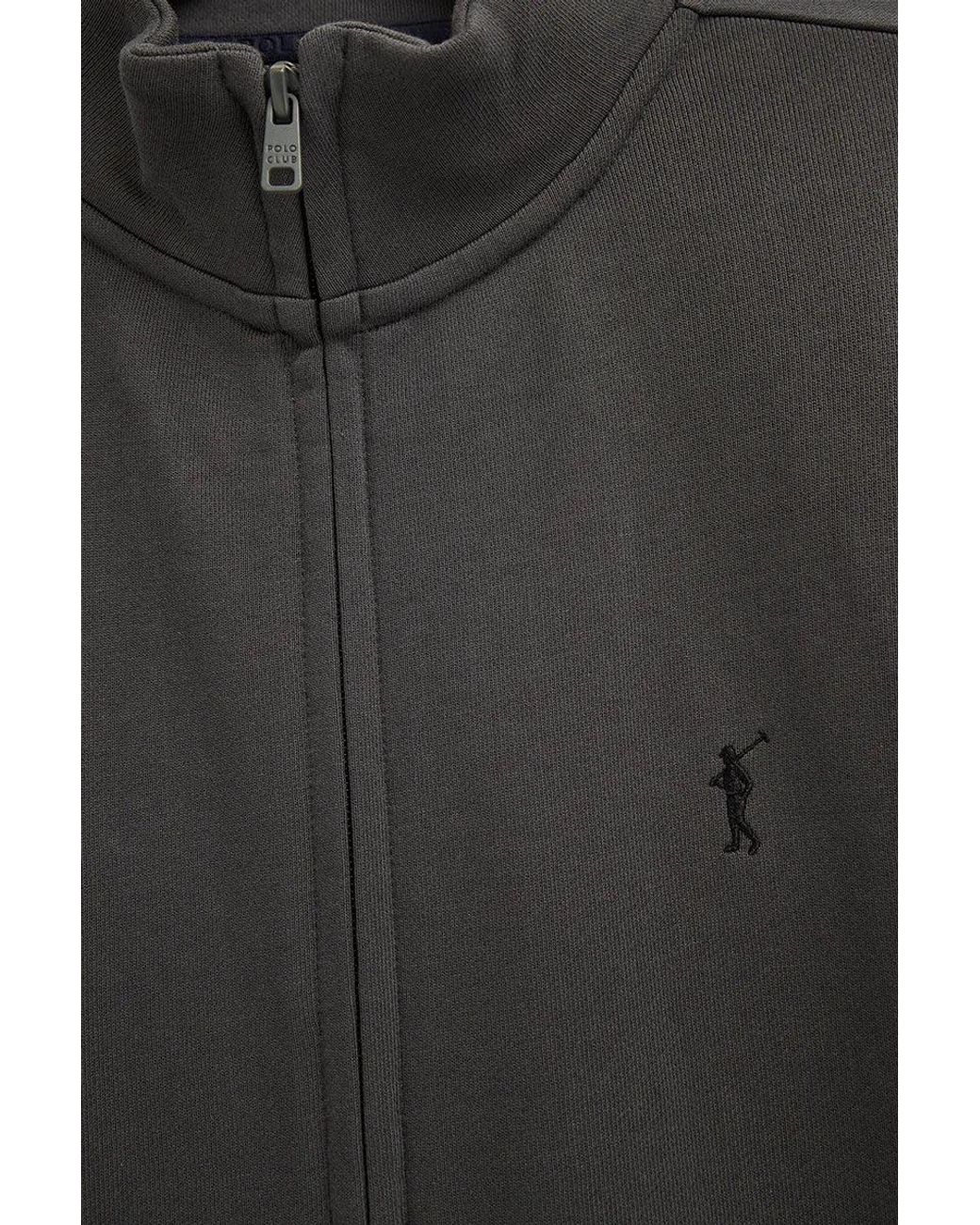 Felpa Grigio Scuro Con Collo Alto, Cerniera Completa E Ricamo Rigby Go di POLO CLUB in Gray da Uomo