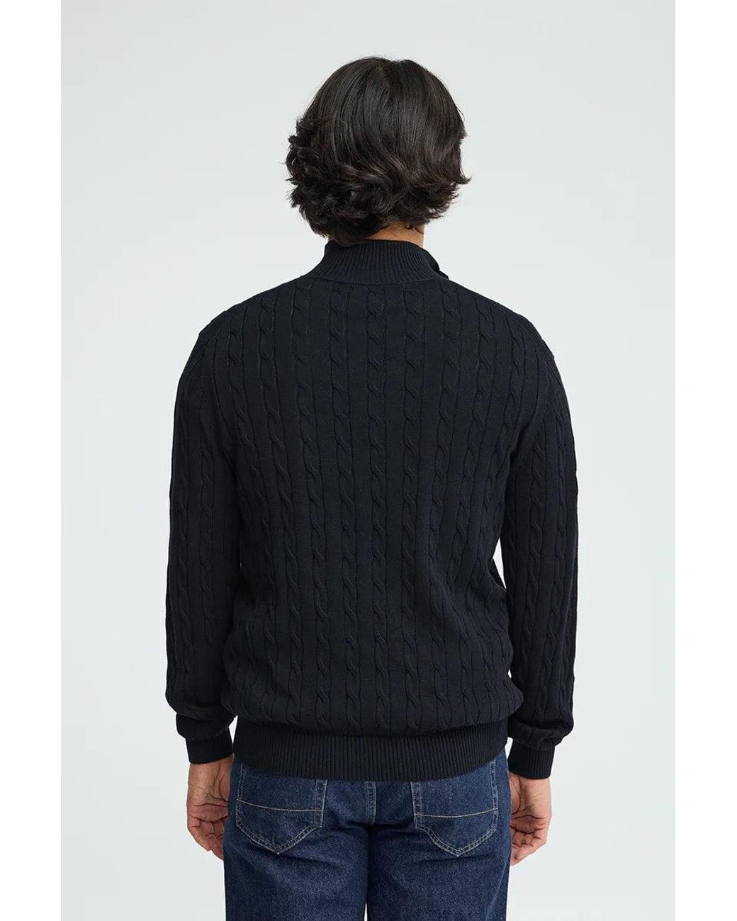 Maglione A Trecce Blu Marino Con Collo A Cerniera E Logo Rigby Go di POLO CLUB in Green da Uomo
