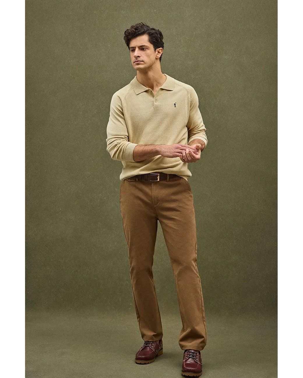 Maglione Con Colletto Polo Con Bottoni E Logo Rigby Go di POLO CLUB in Natural da Uomo