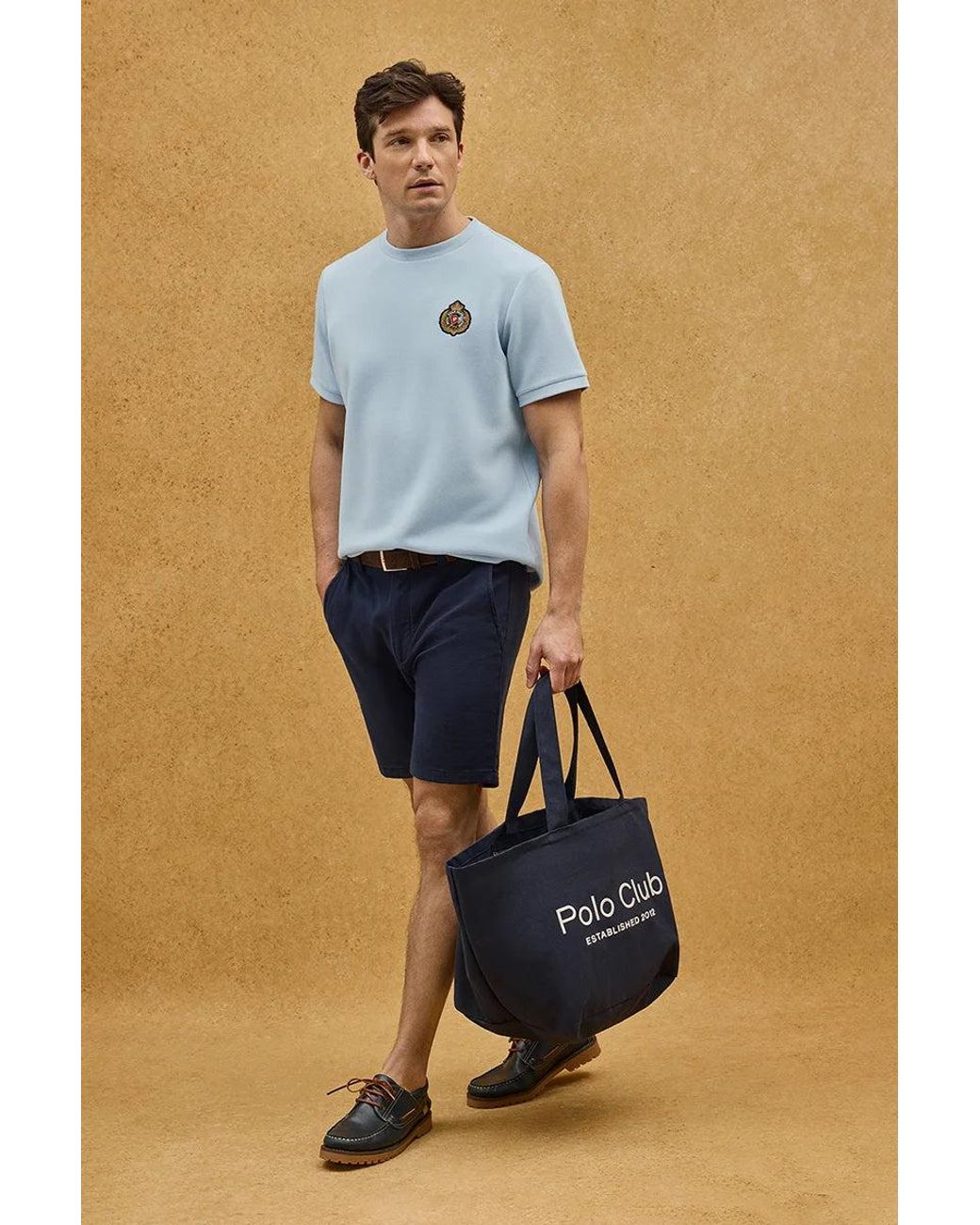 Maglietta Azzurra A Maniche Corte Con Logo Nautico di POLO CLUB in Blue da Uomo