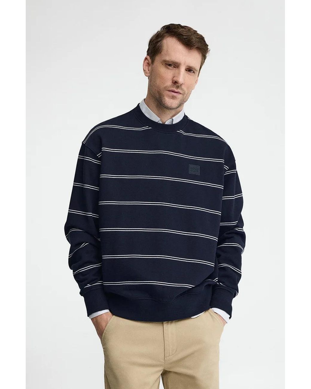 Felpa A Righe Blu Marino Con Toppa di POLO CLUB in Green da Uomo