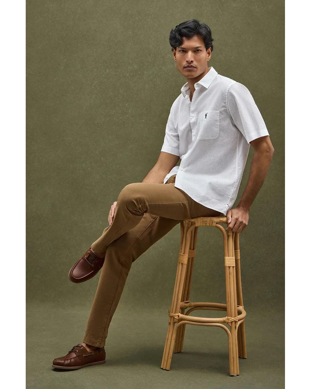 Camicia Cotolino Bianca A Maniche Corte E Regular Fit Con Logo Rigby Go di POLO CLUB in White da Uomo