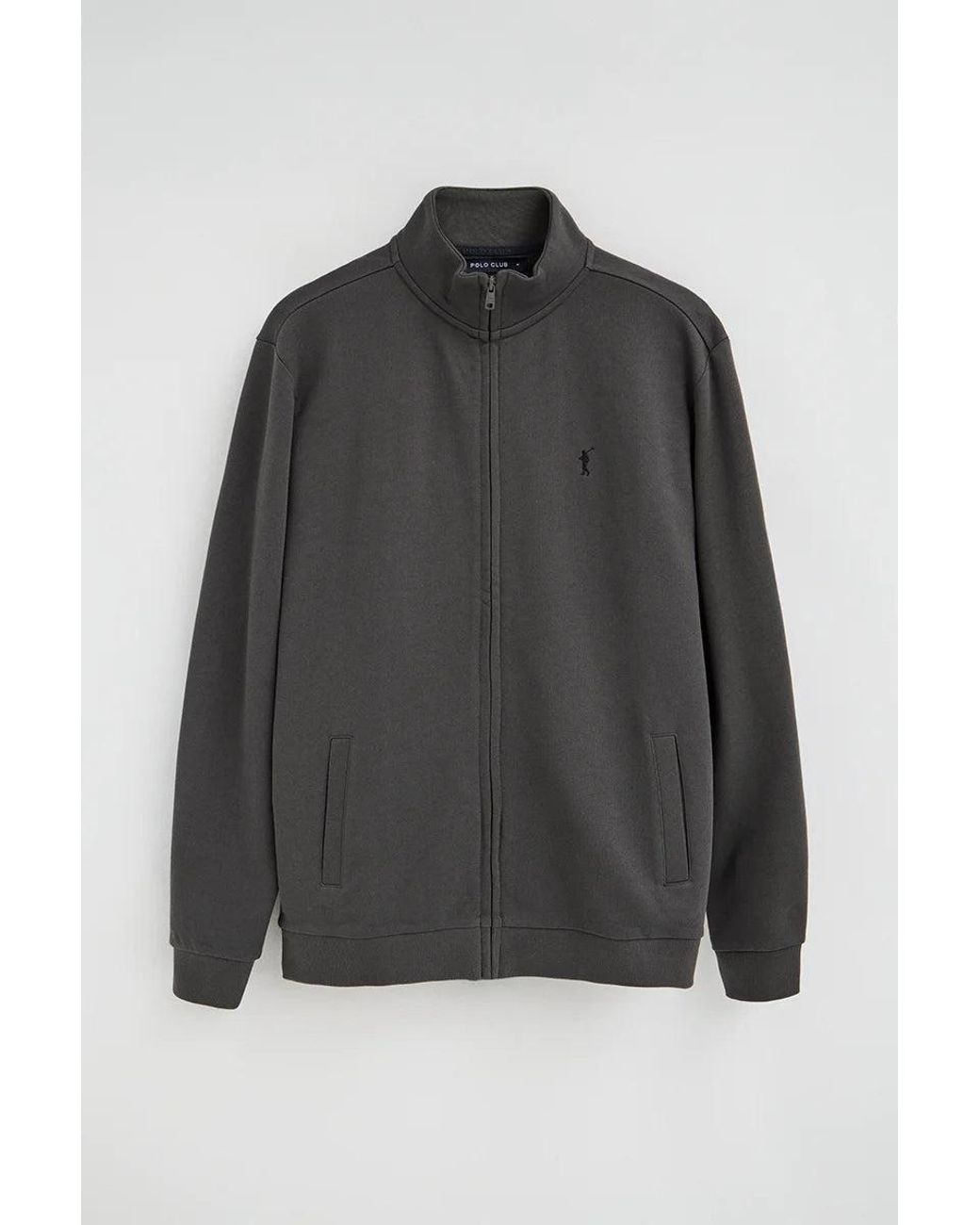 Felpa Grigio Scuro Con Collo Alto, Cerniera Completa E Ricamo Rigby Go di POLO CLUB in Gray da Uomo