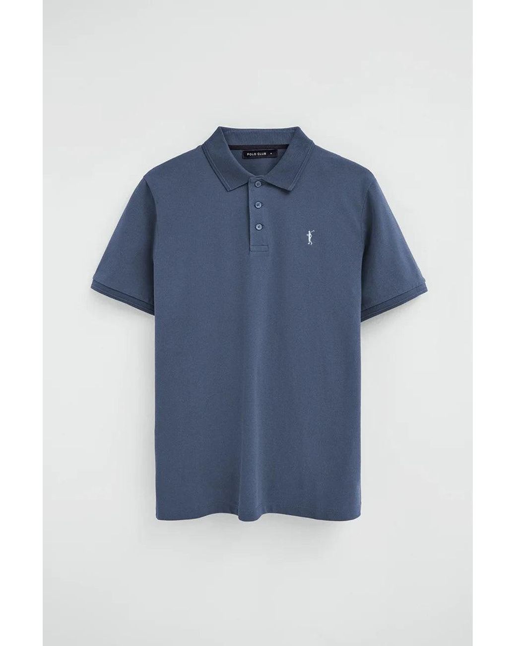 Polo Blu Denim A Maniche Corte Con Logo Ricamato Rigby Go di POLO CLUB in Blue da Uomo
