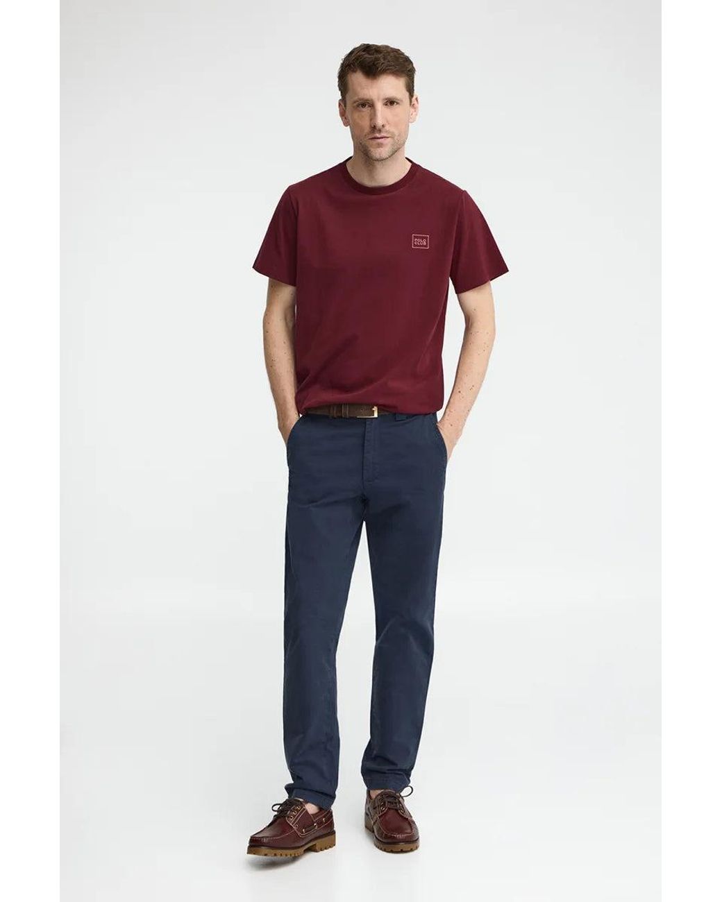 Maglietta Granata Dal Fit Dritto Con Toppa di POLO CLUB in Red da Uomo