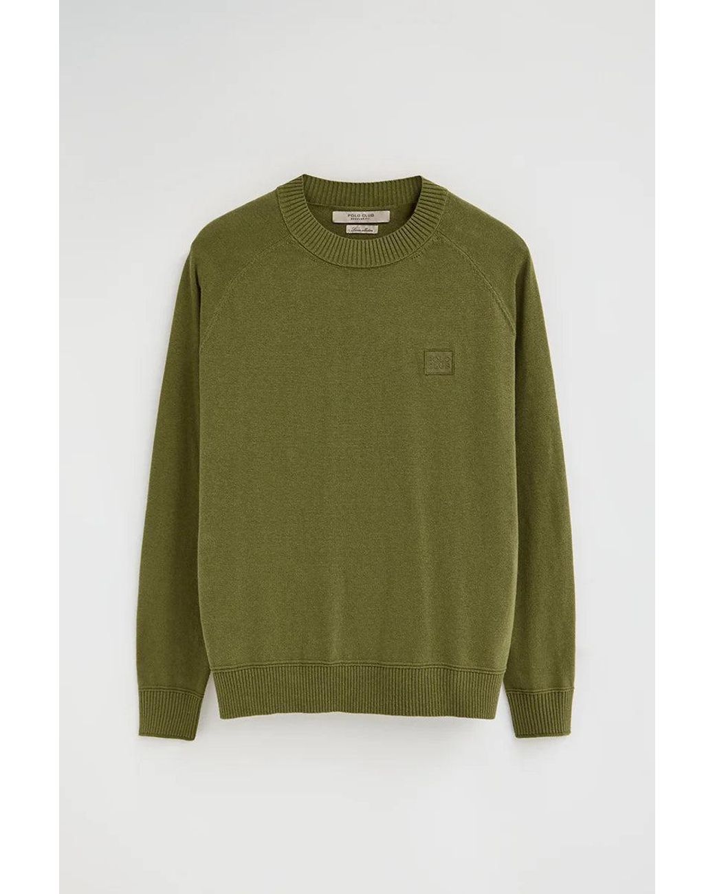 Maglione Cotolino Verde Muschio A Maniche Raglan Con Logo di POLO CLUB in Green da Uomo