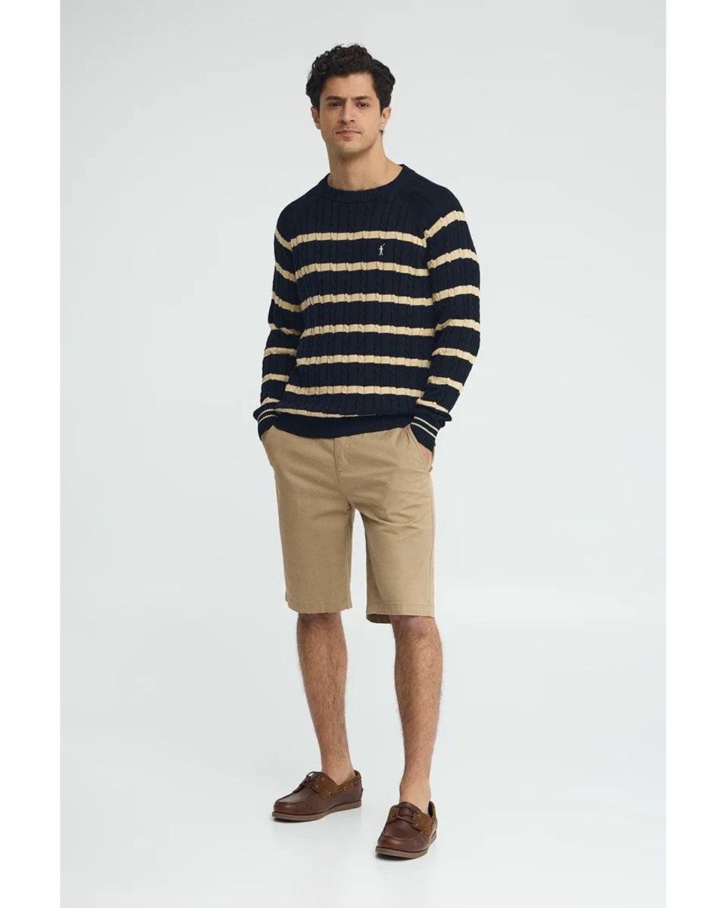 Maglione A Trecce A Righe Blu Marino Con Logo Rigby Go di POLO CLUB in Blue da Uomo