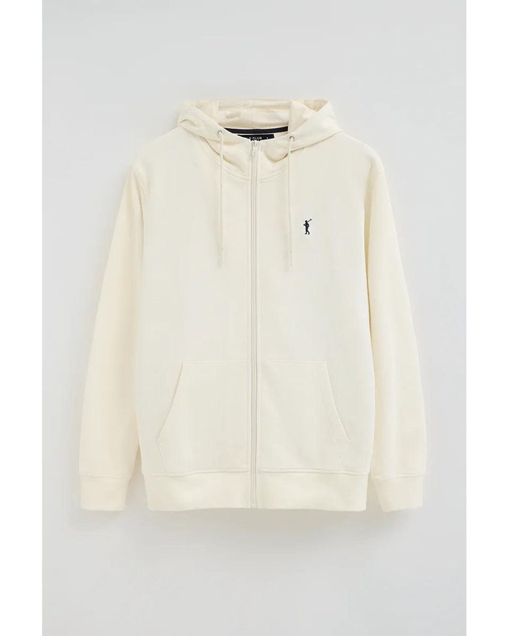 Felpa Ecrù Con Cappuccio E Cerniera E Con Logo Rigby Go di POLO CLUB in Natural da Uomo