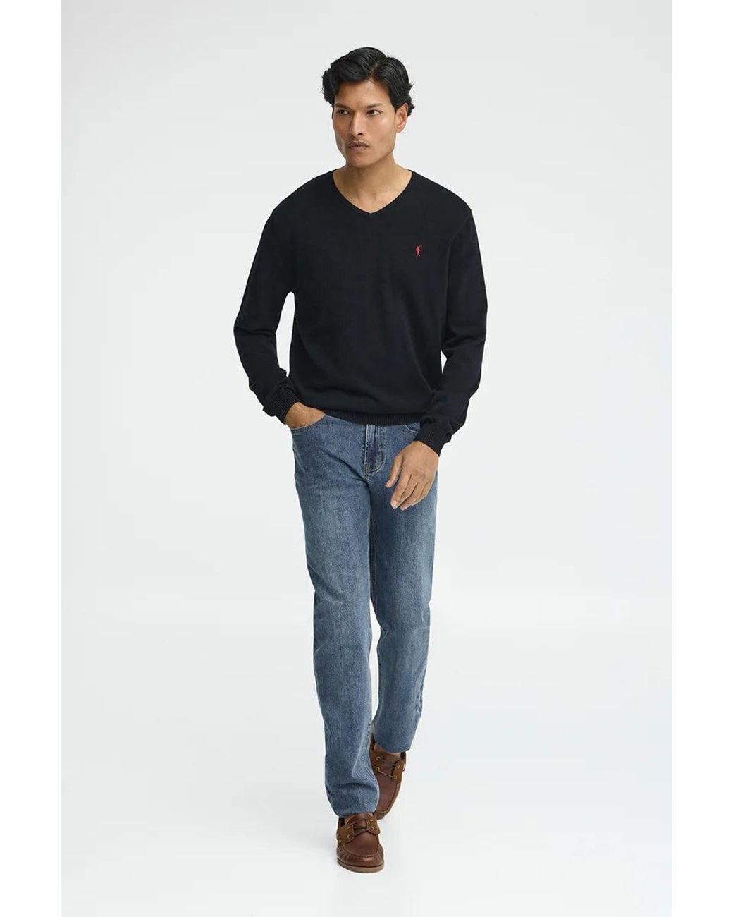 Maglione Blu Marino A Girocollo E Ricamo Rigby Go di POLO CLUB in Green da Uomo