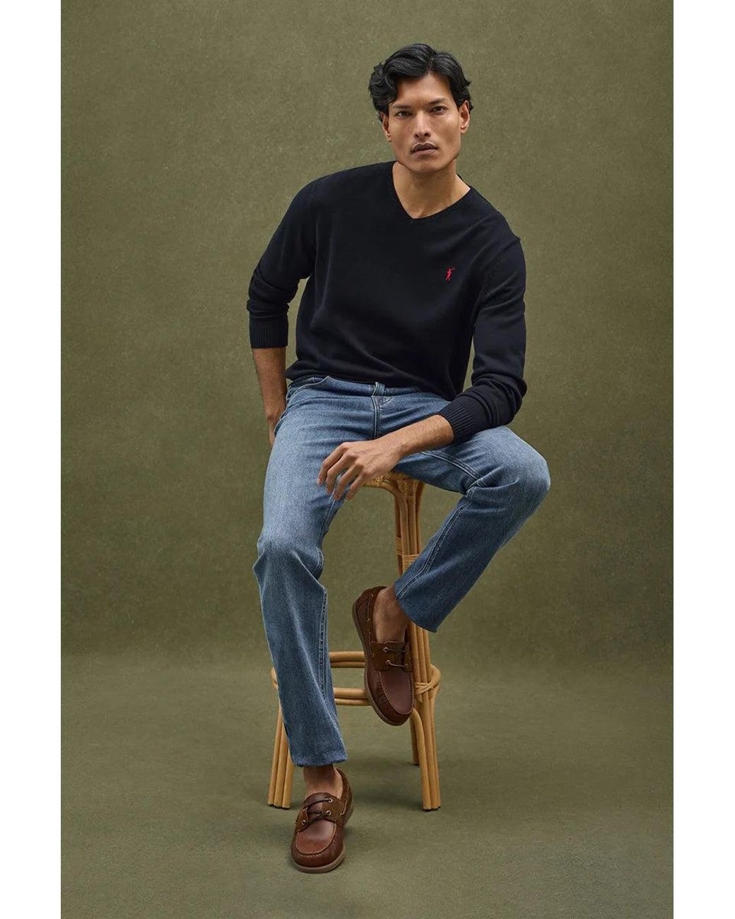 Maglione Blu Marino A Girocollo E Ricamo Rigby Go di POLO CLUB in Green da Uomo