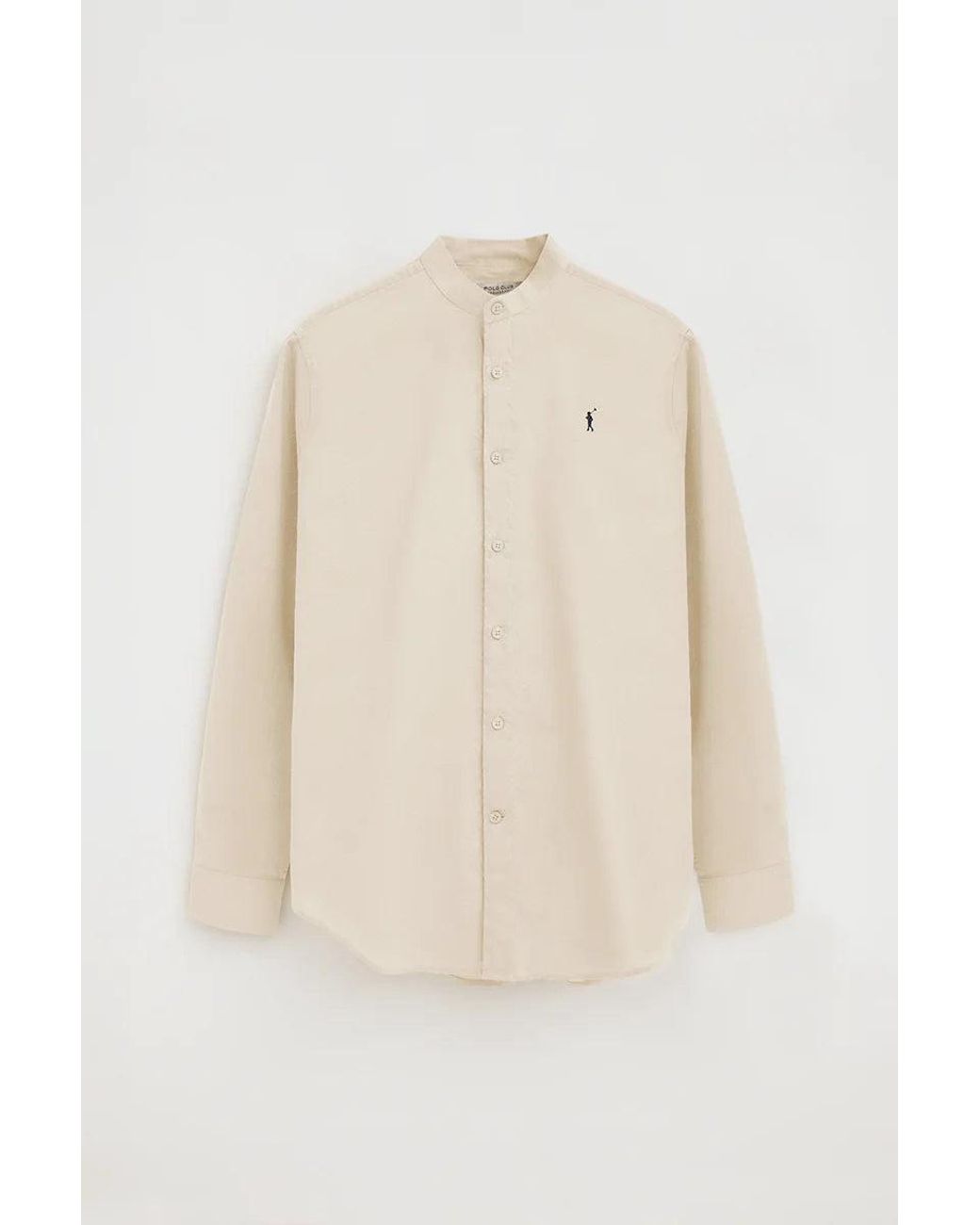 Camicia Cotolino Con Collo Alla Coreana, Regular Fit E Ricamo Rigby Go di POLO CLUB in Green da Uomo