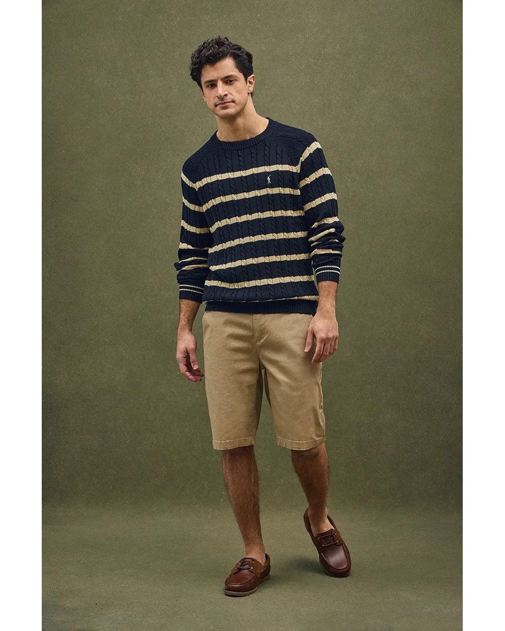 Maglione A Trecce A Righe Blu Marino Con Logo Rigby Go di POLO CLUB in Blue da Uomo