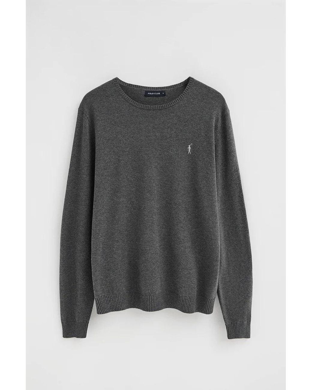 Maglione Grigio Scuro Vigorè A Girocollo Con Logo Rigby Go di POLO CLUB in Black da Uomo