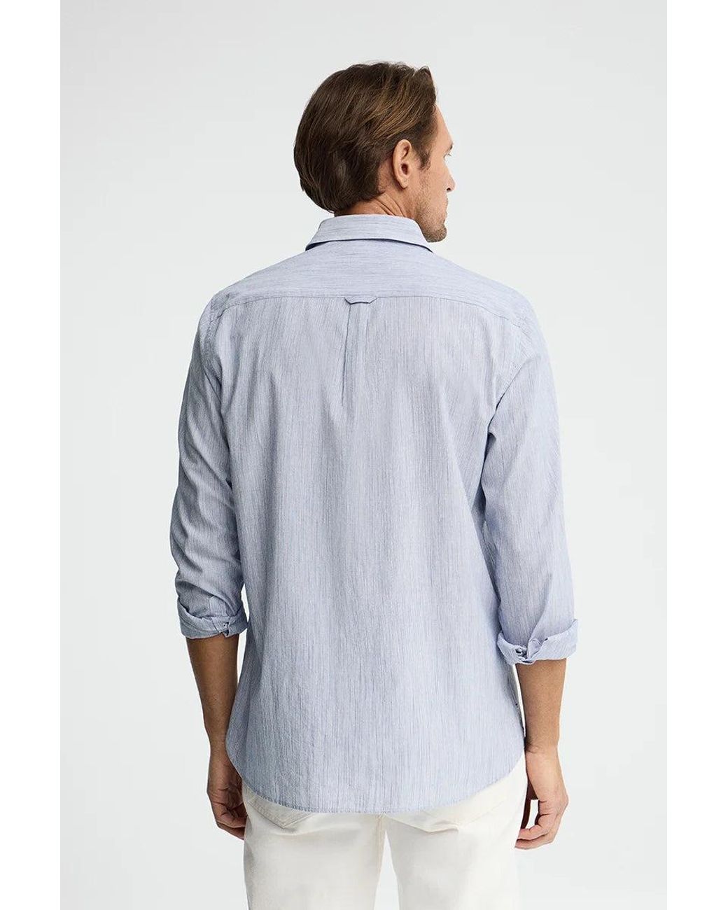 Camicia Cotolino A Righe Blu Regular Fit Con Ricamo di POLO CLUB in Green da Uomo