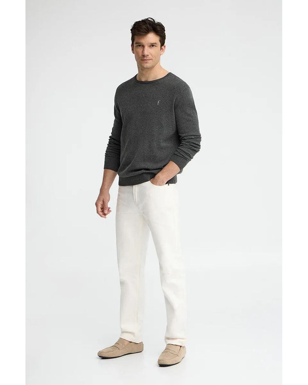 Maglione Grigio Scuro Vigorè A Girocollo Con Logo Rigby Go di POLO CLUB in Black da Uomo
