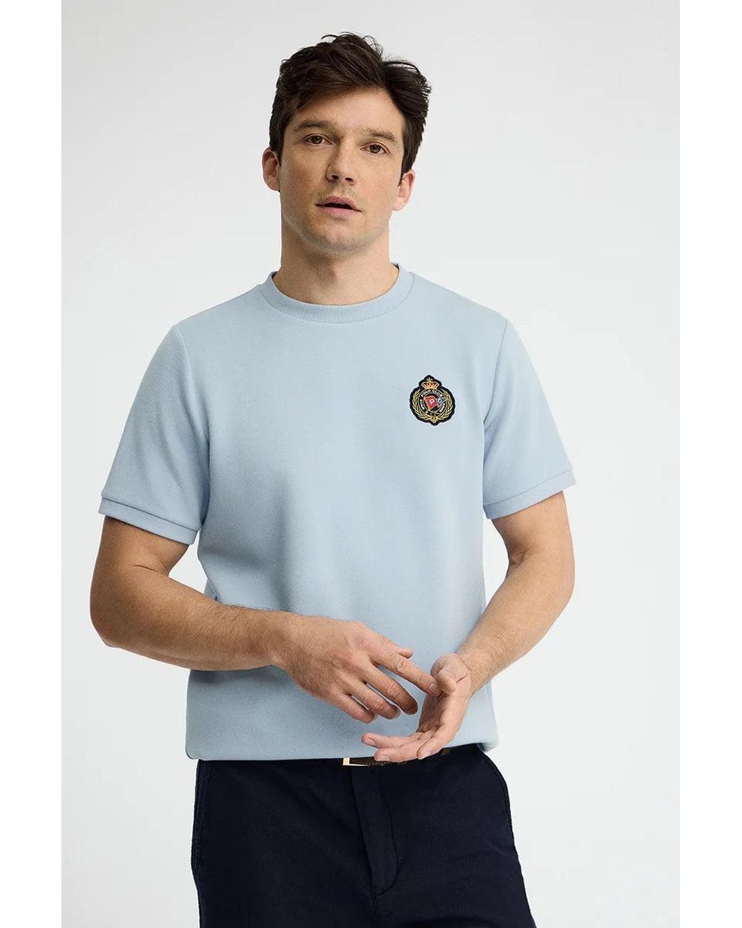 Maglietta Azzurra A Maniche Corte Con Logo Nautico di POLO CLUB in Blue da Uomo