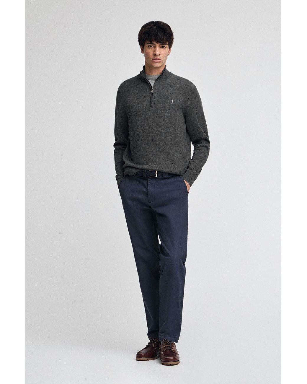 Maglione Grigio Scuro Mélange di POLO CLUB in Gray da Uomo