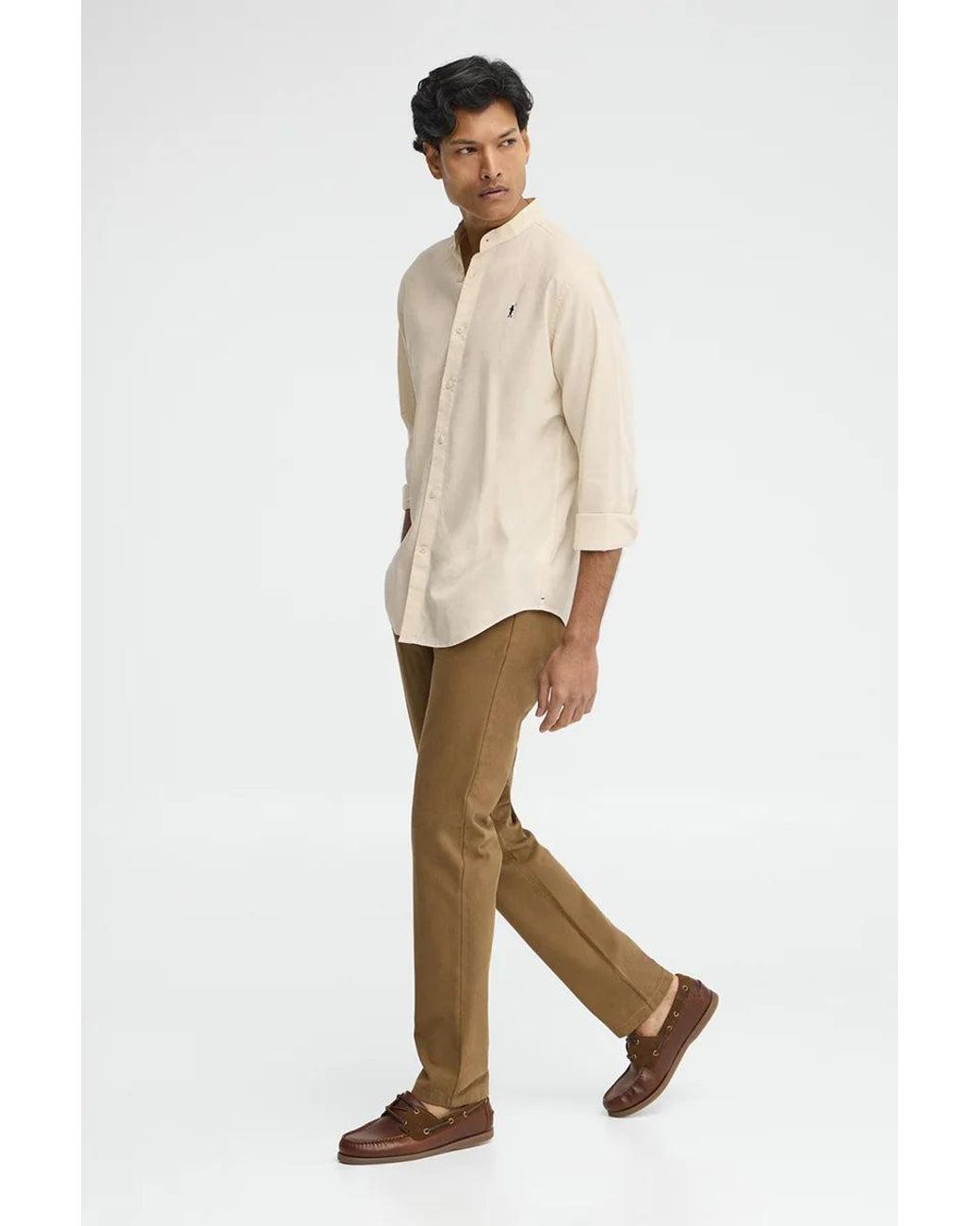 Camicia Cotolino Con Collo Alla Coreana, Regular Fit E Ricamo Rigby Go di POLO CLUB in Green da Uomo