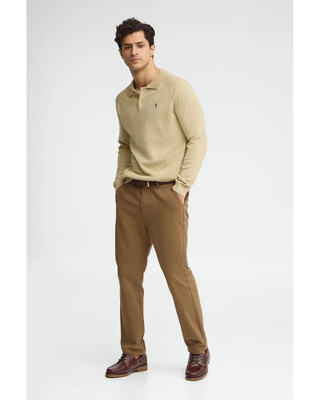 Maglione Con Colletto Polo Con Bottoni E Logo Rigby Go di POLO CLUB in Natural da Uomo