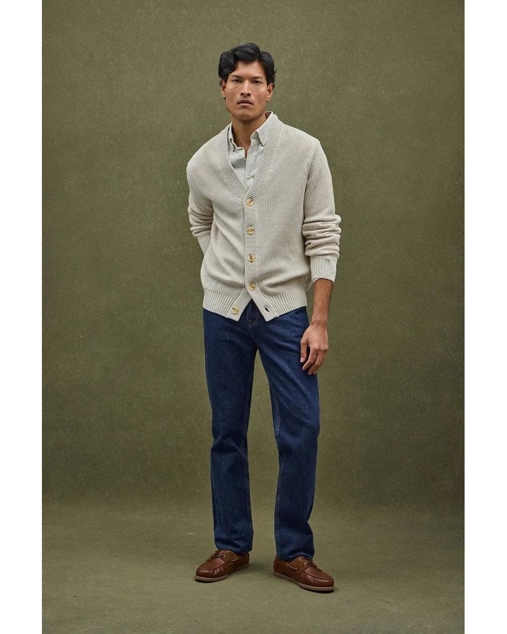 Cardigan Crema Con Scollo A V E Fit Ampio Con Logo di POLO CLUB in Red da Uomo