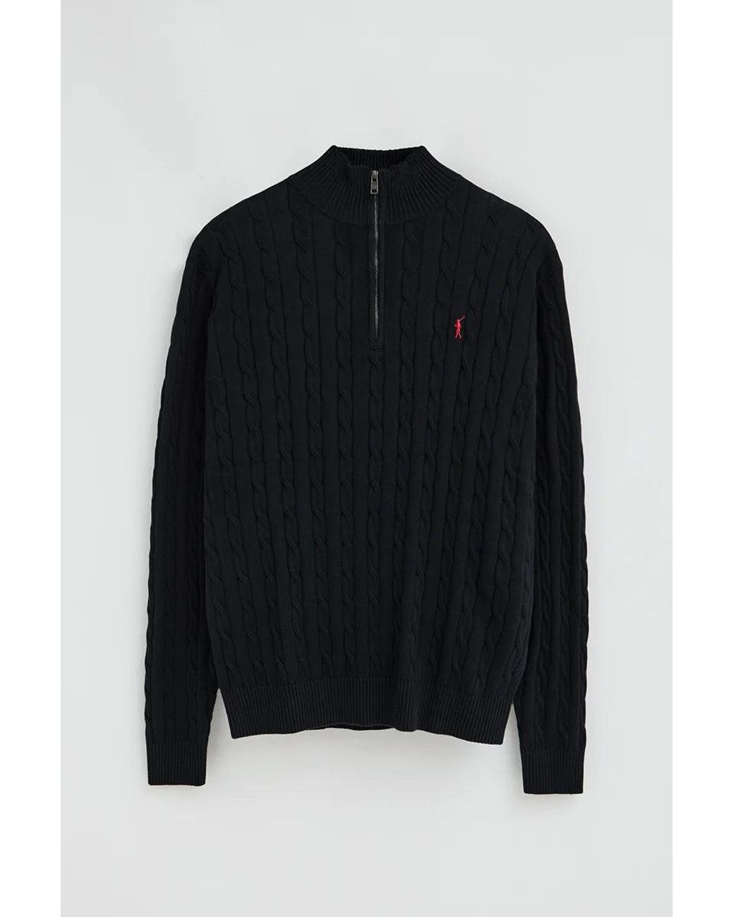 Maglione A Trecce Blu Marino Con Collo A Cerniera E Logo Rigby Go di POLO CLUB in Green da Uomo