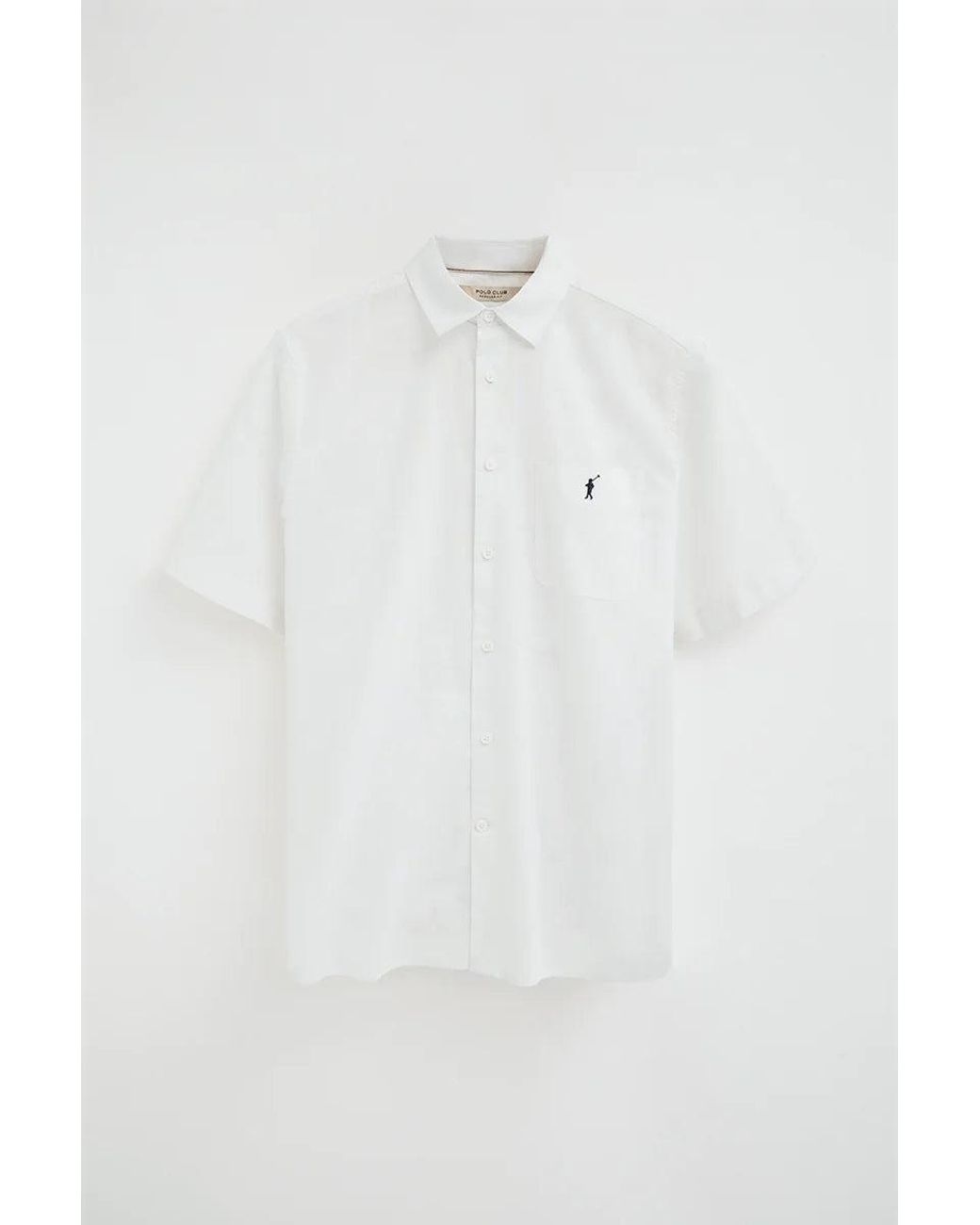 Camicia Cotolino Bianca A Maniche Corte E Regular Fit Con Logo Rigby Go di POLO CLUB in White da Uomo