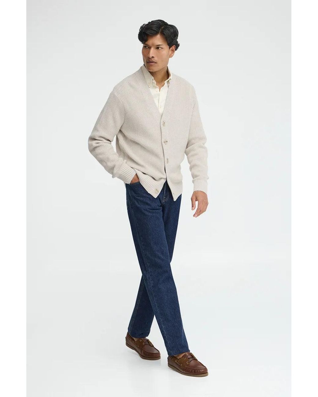 Cardigan Crema Con Scollo A V E Fit Ampio Con Logo di POLO CLUB in Red da Uomo