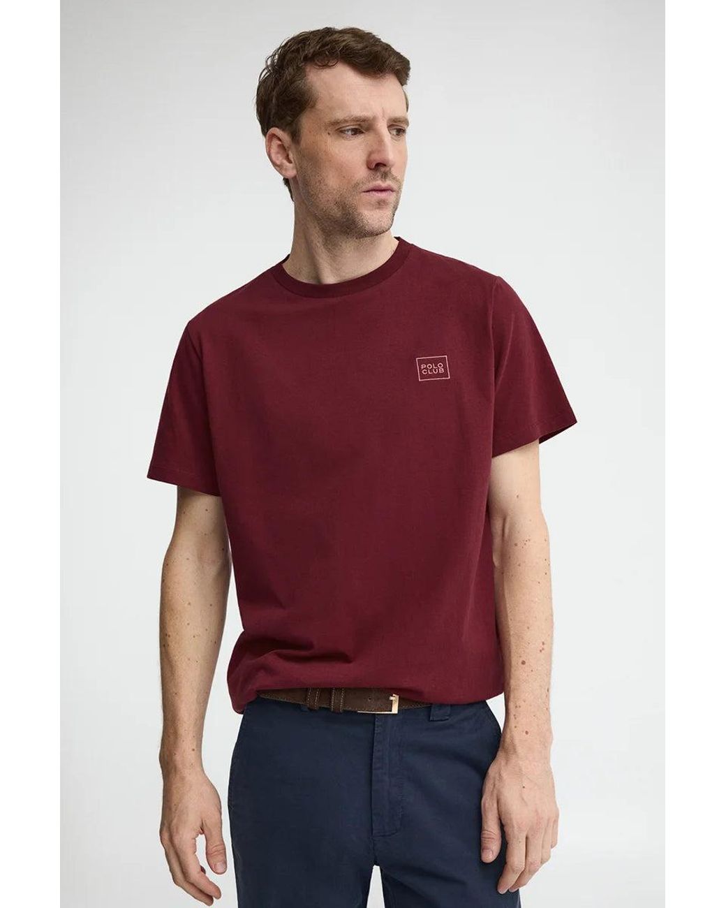 Maglietta Granata Dal Fit Dritto Con Toppa di POLO CLUB in Red da Uomo
