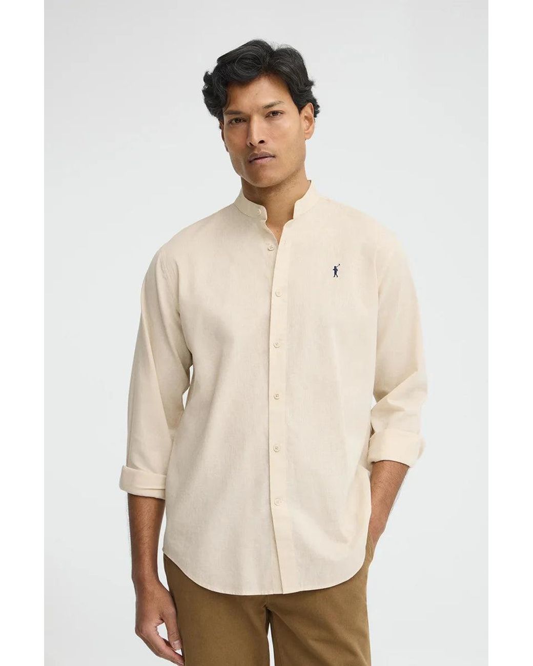 Camicia Cotolino Con Collo Alla Coreana, Regular Fit E Ricamo Rigby Go di POLO CLUB in Green da Uomo