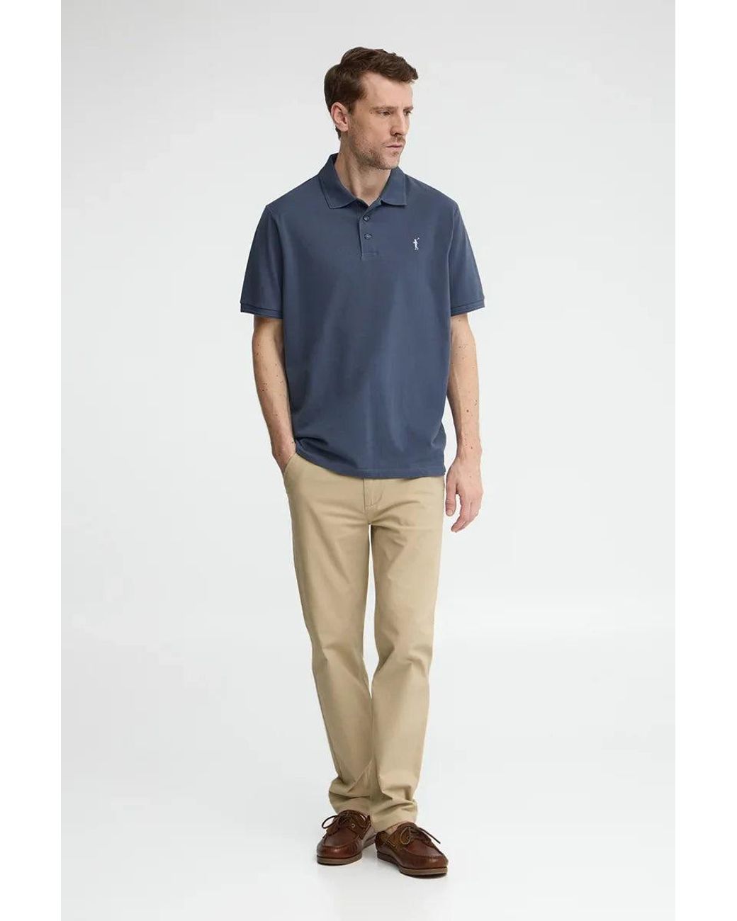 Polo Blu Denim A Maniche Corte Con Logo Ricamato Rigby Go di POLO CLUB in Blue da Uomo