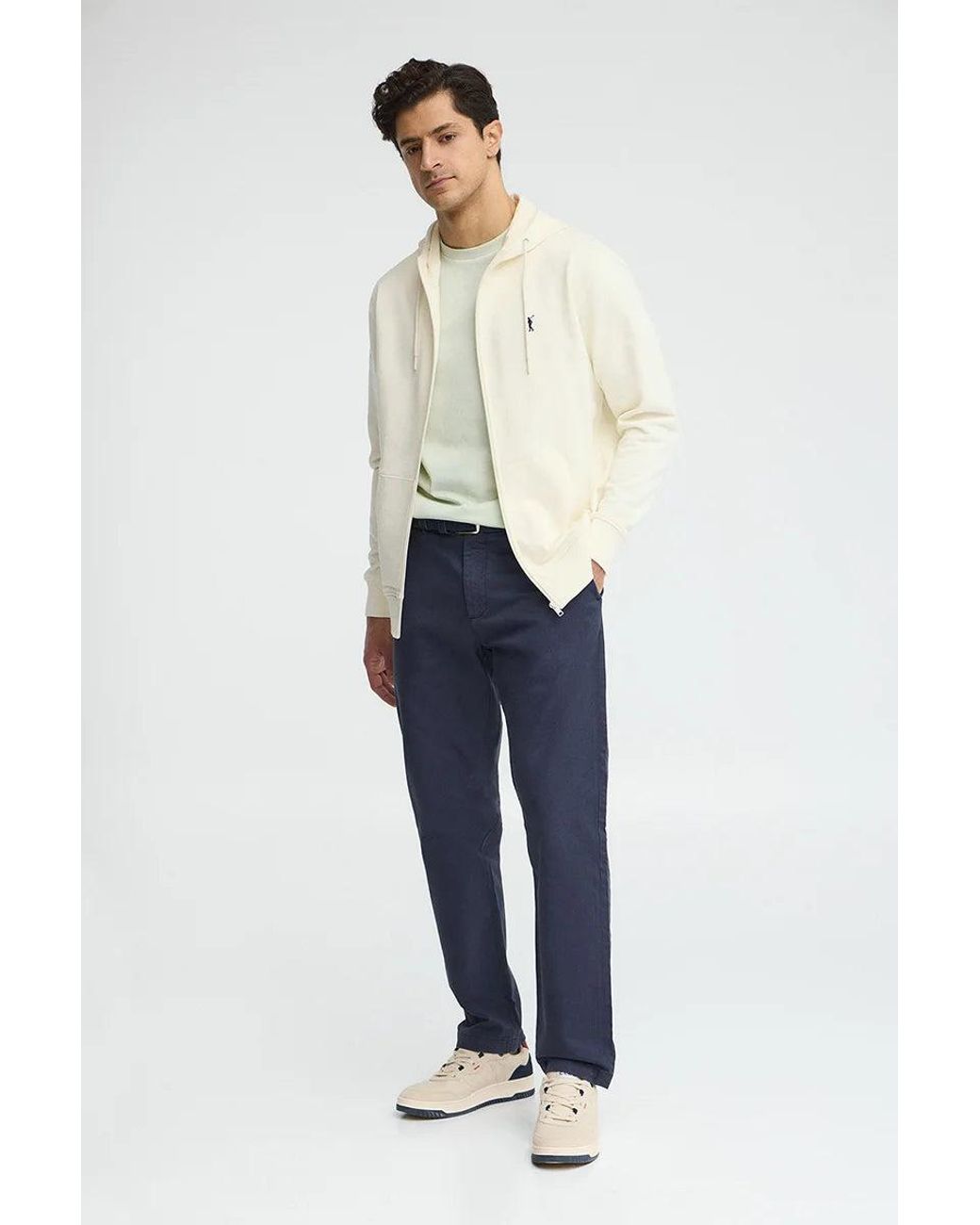 Felpa Ecrù Con Cappuccio E Cerniera E Con Logo Rigby Go di POLO CLUB in Natural da Uomo