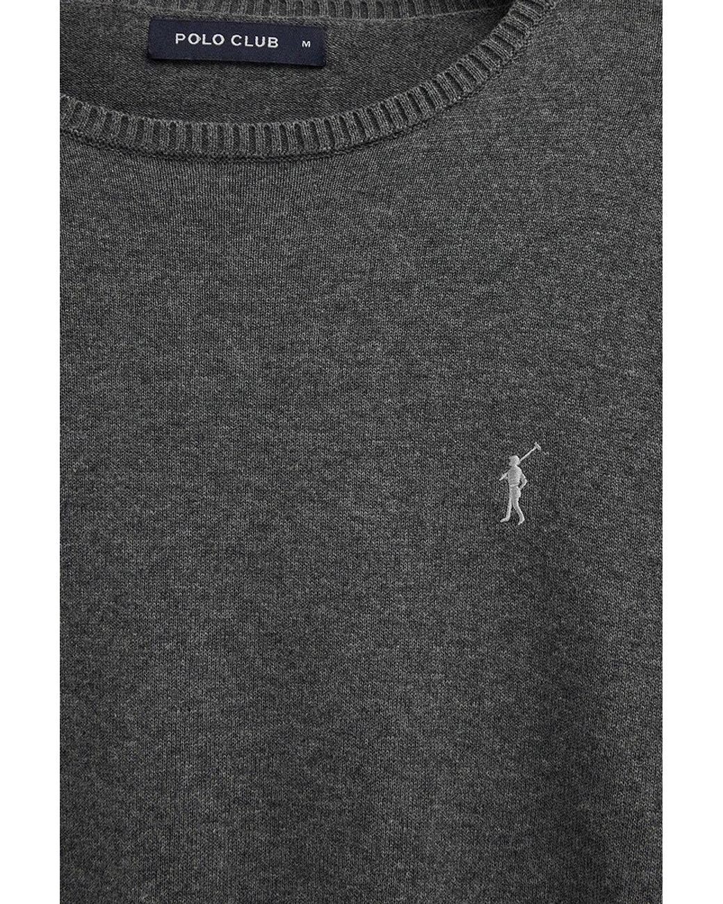 Maglione Grigio Scuro Vigorè A Girocollo Con Logo Rigby Go di POLO CLUB in Black da Uomo