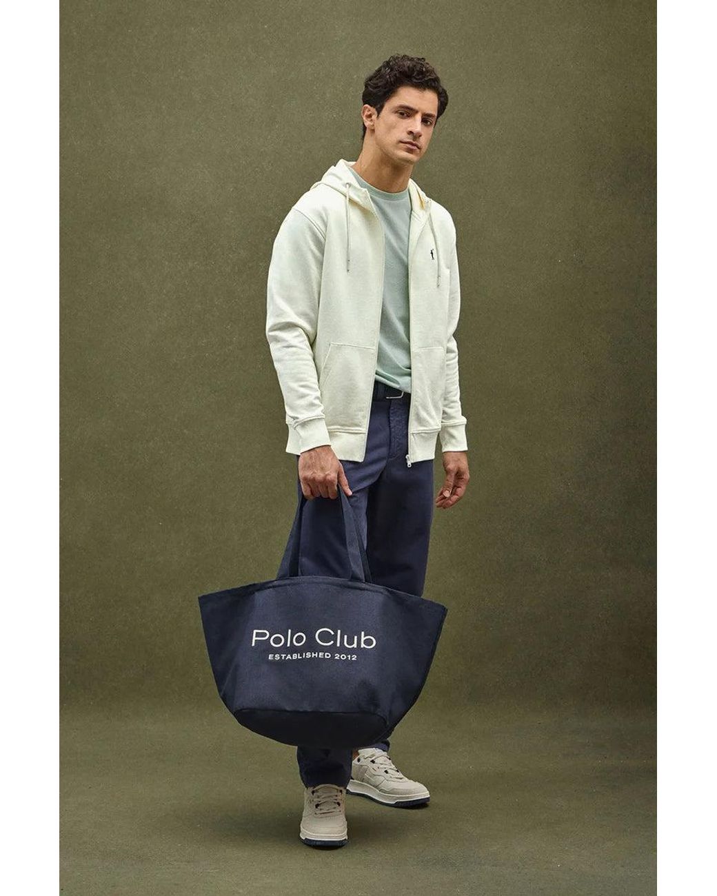 Felpa Ecrù Con Cappuccio E Cerniera E Con Logo Rigby Go di POLO CLUB in Natural da Uomo