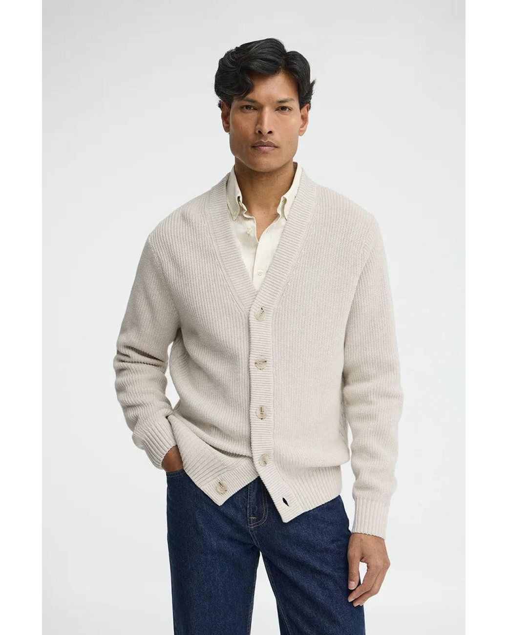 Cardigan Crema Con Scollo A V E Fit Ampio Con Logo di POLO CLUB in Red da Uomo