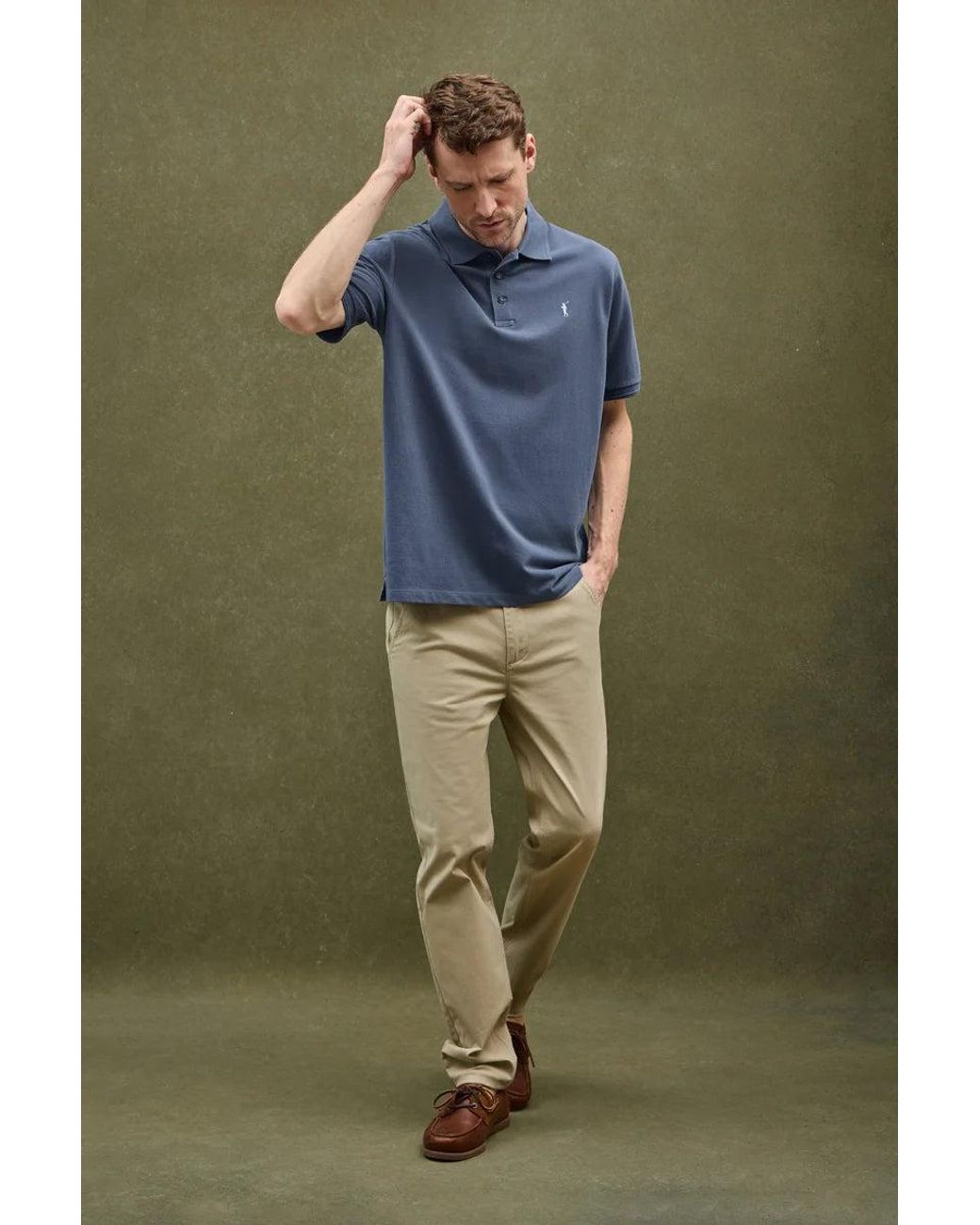 Polo Blu Denim A Maniche Corte Con Logo Ricamato Rigby Go di POLO CLUB in Blue da Uomo