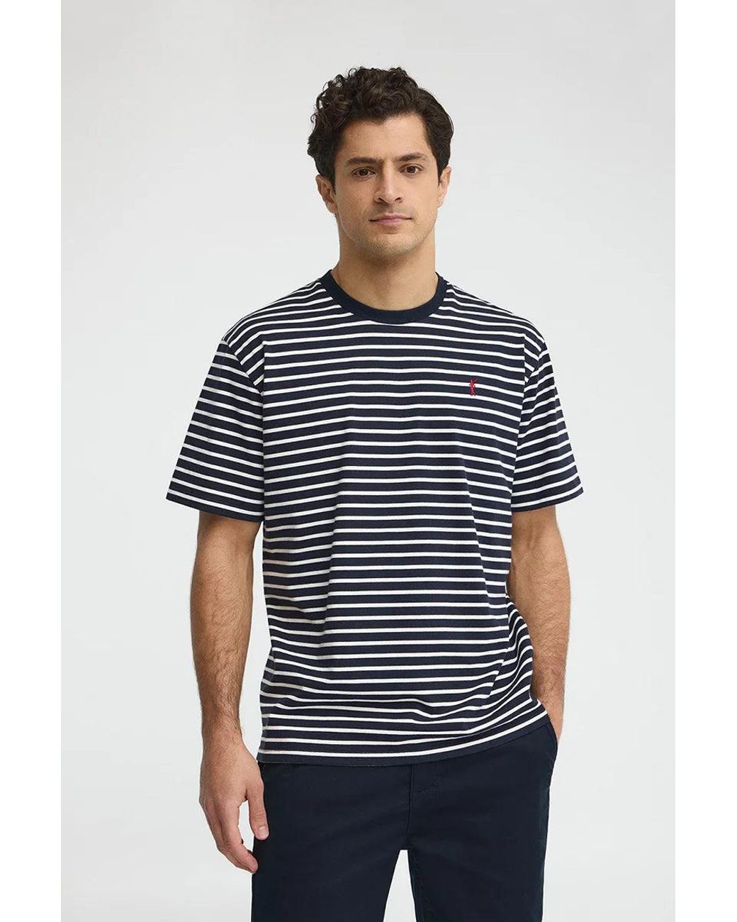 Maglietta A Righe Blu Marino Ed Ecrù Dal Fit Ampio Con Logo Rigby Go di POLO CLUB in Blue da Uomo