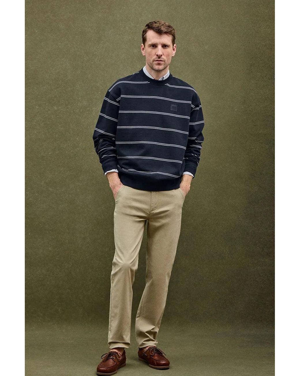 Felpa A Righe Blu Marino Con Toppa di POLO CLUB in Green da Uomo