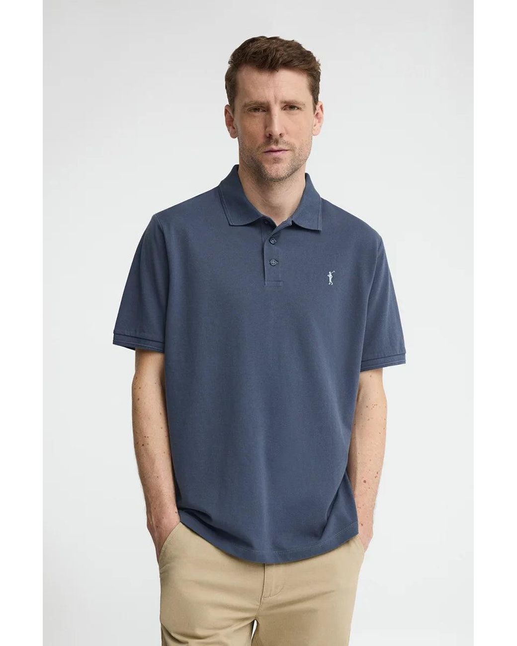 Polo Blu Denim A Maniche Corte Con Logo Ricamato Rigby Go di POLO CLUB in Blue da Uomo