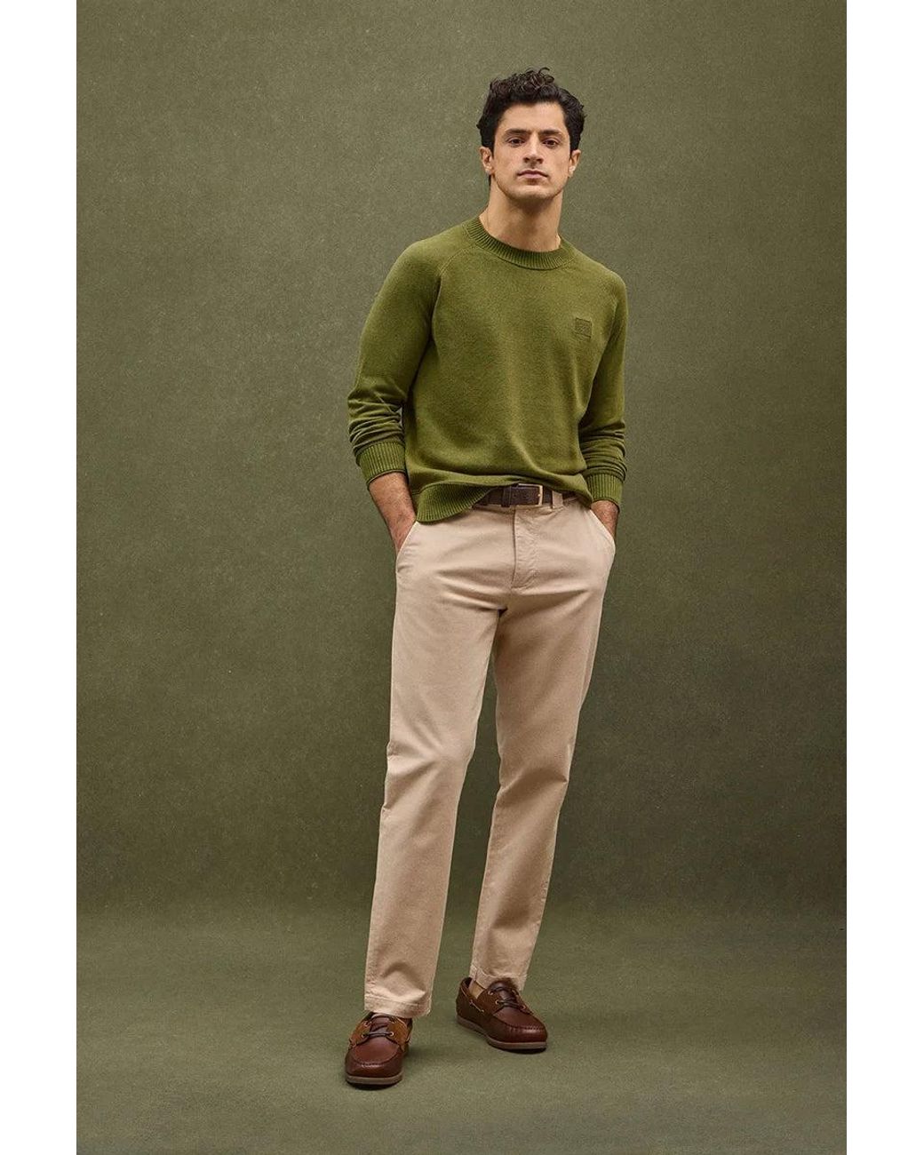 Maglione Cotolino Verde Muschio A Maniche Raglan Con Logo di POLO CLUB in Green da Uomo